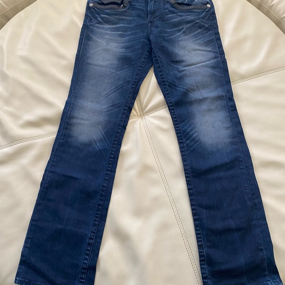 COPY - Vintage True Religion Jeans , Size 31 , Denim with black leather - Picture 2 of 2
